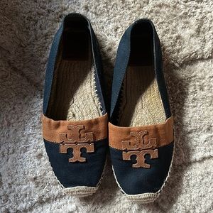 Tory Burch Navy & Brown Slip On Espadrille